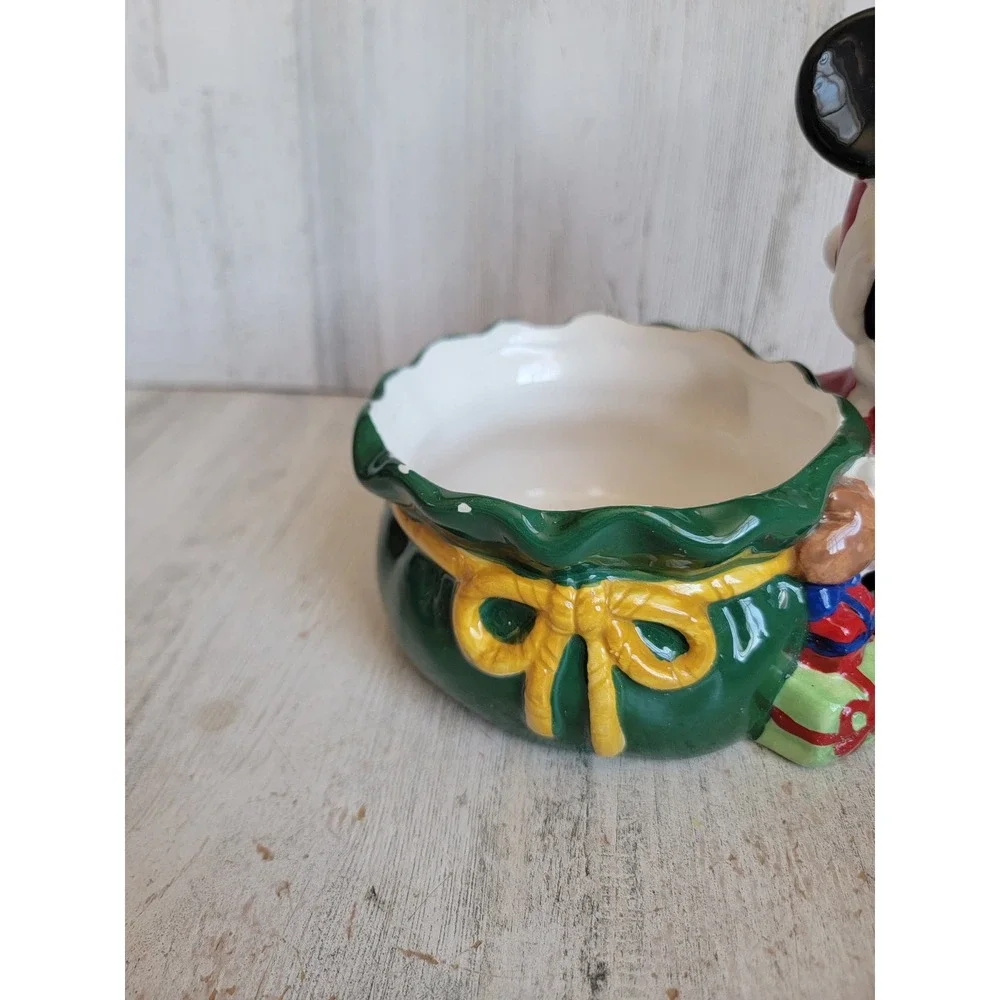 Disney Santa Claus gift bag candy dish Xmas ceramic home‎ decor present toy